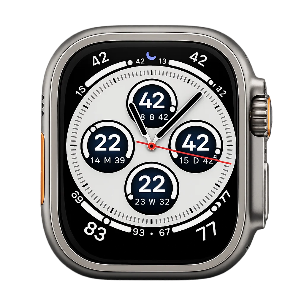HRVSpark infographic showing an Apple Watch Ultra face with raw HRV complications in context.