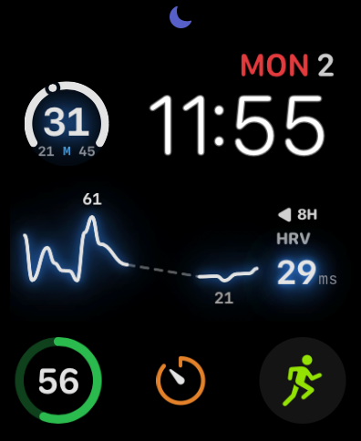 HRVSpark Complications on watch face